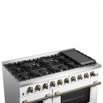 Forno Galiano 48" White Freestanding Double Oven Gas Range (6.58 Cu. Ft.) - FFSGS6244-48WHT