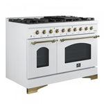 Forno Antico 48" White Freestanding Double Oven Gas Range (5.5 Cu. Ft.) - FFSGS6219-48WHT
