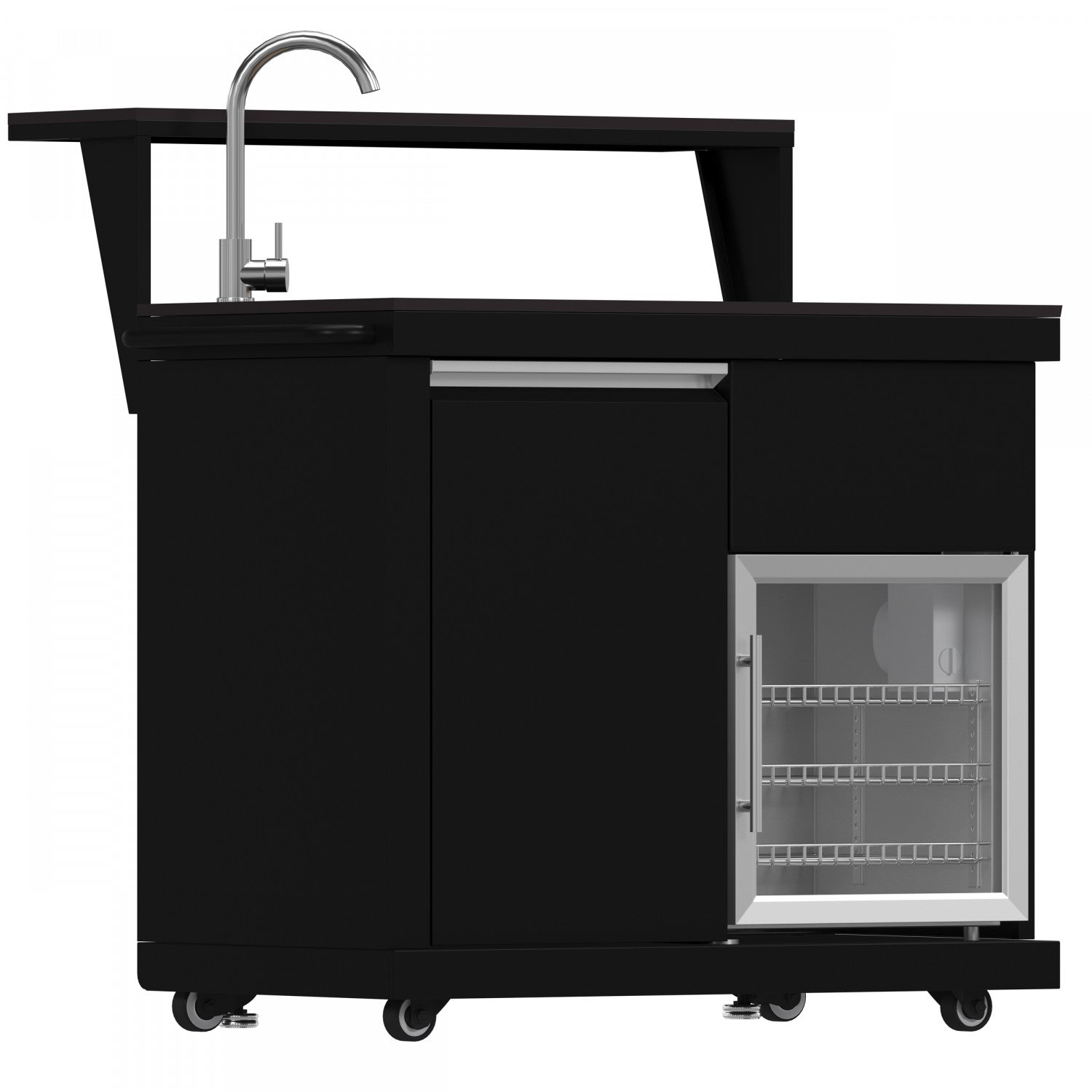 Forno All'Aperto Black Countertop Outdoor Kitchen with 62,600 BTU BBQ and Beverage Centre - FODKT2582BLK