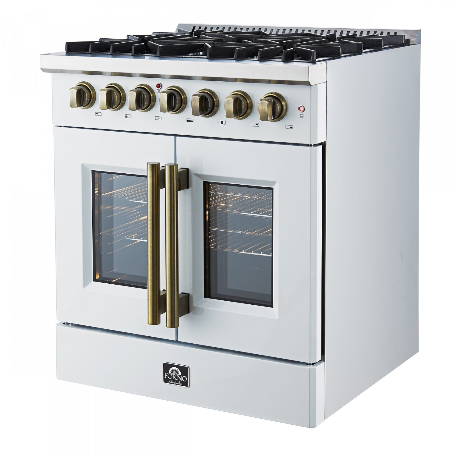 Forno Galiano 30" White French Door Dual Fuel Range With True Convection (4.32 Cu. Ft.) - FFSGS6356-30WHT