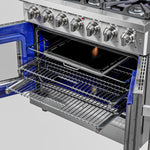 Forno Massimo 36" Stainless Steel French Door Freestanding Gas Range (5.36 Cu. Ft.) - FFSGS6439-36