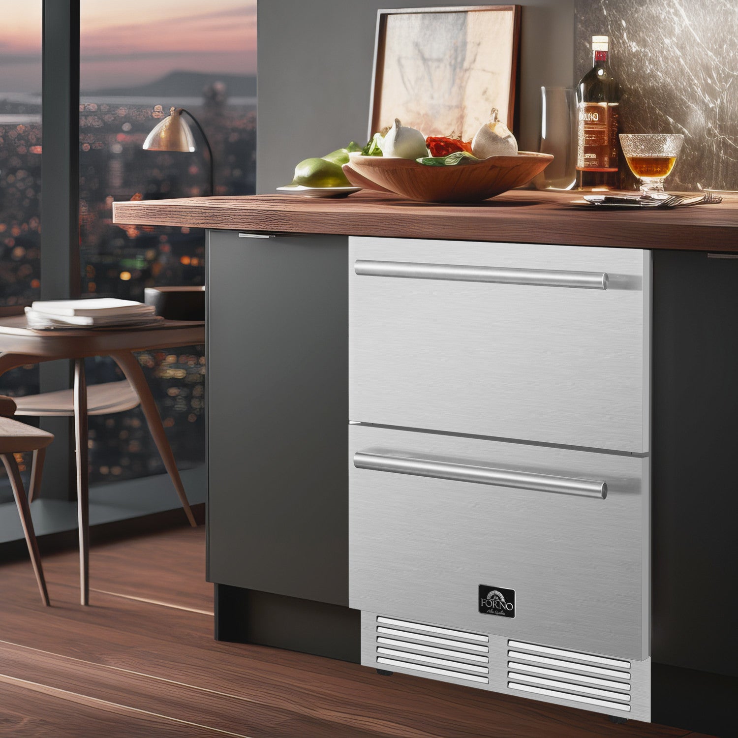 Forno Como 24" 4.87 Cu.Ft. Stainless Steel Undercounter Indoor/Outdoor Drawer Refrigerator - FDROD1611-24S