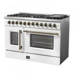 Forno Galiano 48" White Freestanding Dual Fuel Double Oven Range with True Convection (6.58 Cu. Ft.) - FFSGS6356-48WHT