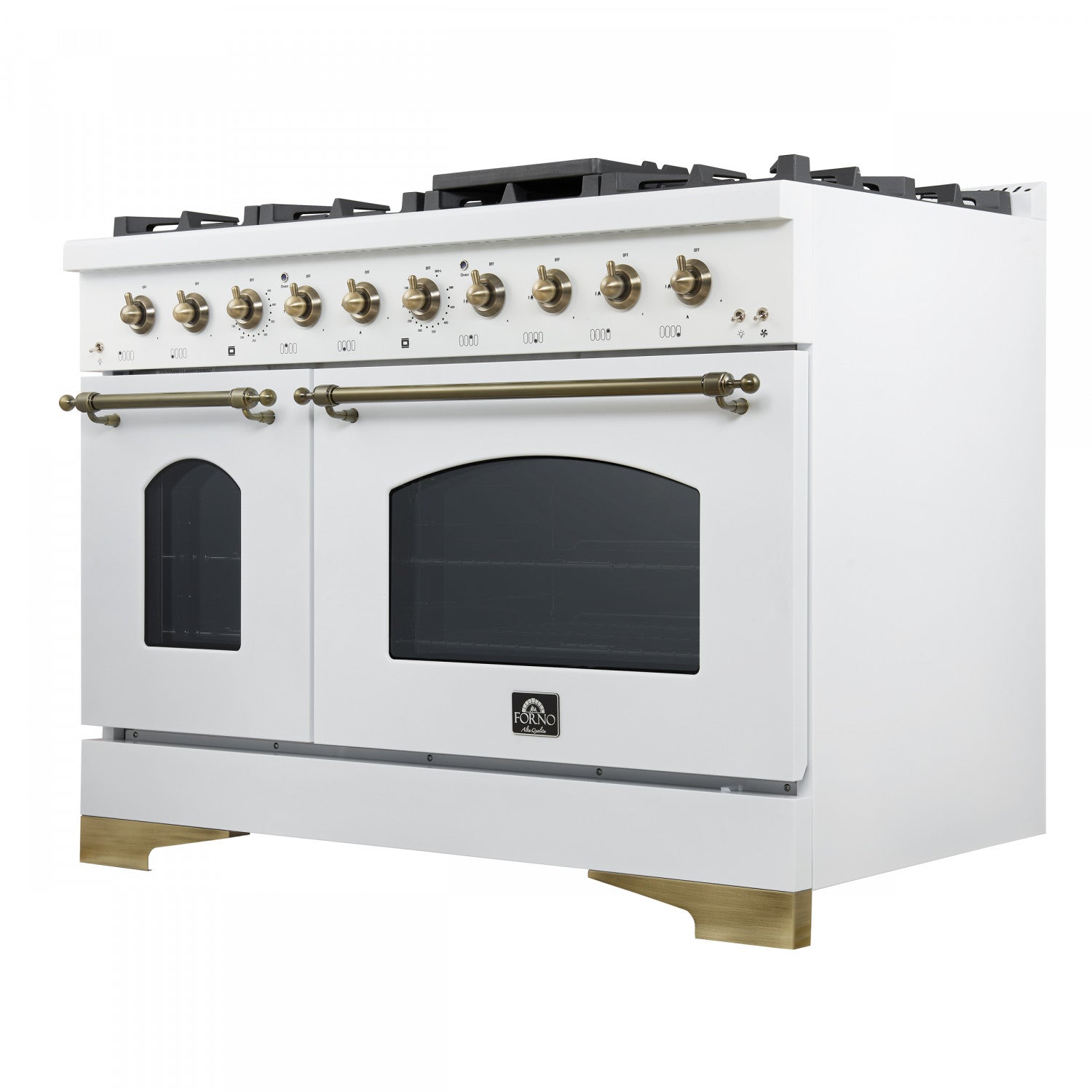 Forno Antico 48" White Freestanding Double Oven Gas Range (5.5 Cu. Ft.) - FFSGS6219-48WHT