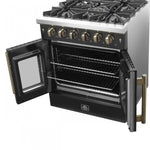 Forno Galiano 30" Black French Door Freestanding Gas Range (4.32 Cu. Ft.) - FFSGS6444-30BLK