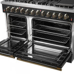 Forno Galiano 48" Black Freestanding Dual Fuel Double Oven Range with True Convection (6.58 Cu. Ft.) - FFSGS6156-48BLK