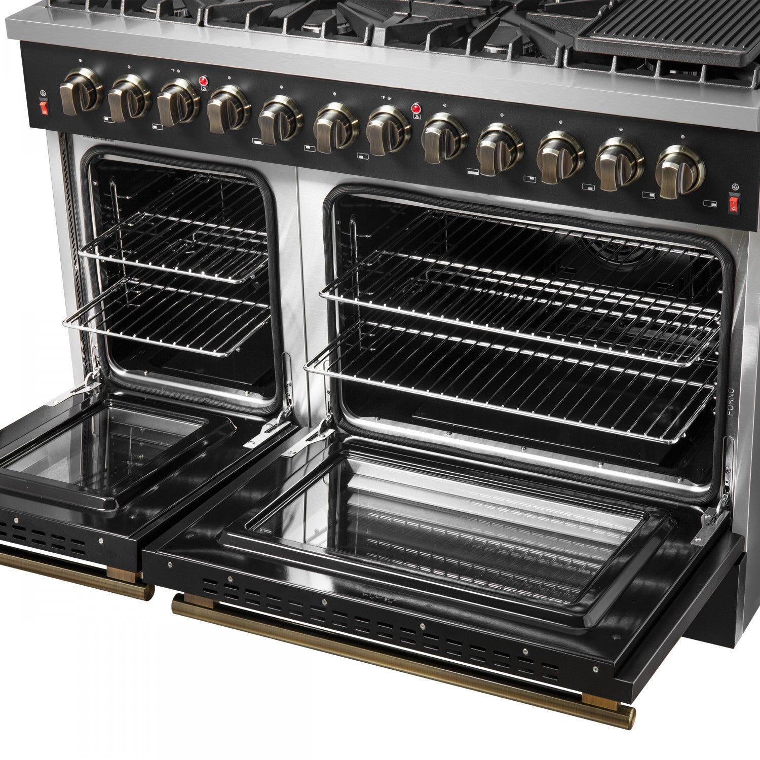 Forno Galiano 48" Black Freestanding Dual Fuel Double Oven Range with True Convection (6.58 Cu. Ft.) - FFSGS6156-48BLK