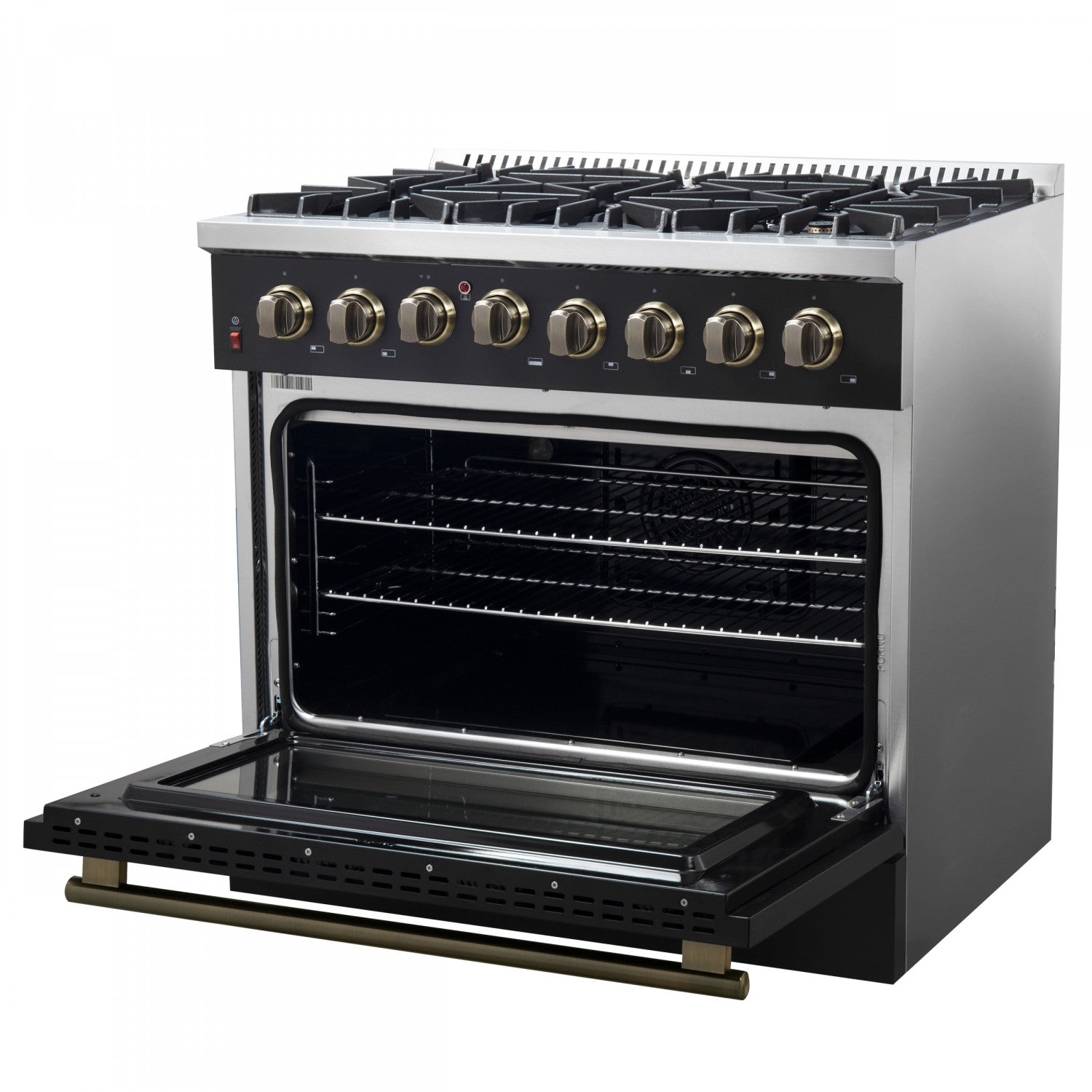 Forno Galiano 36" Black Dual Fuel Range with True Convection (5.36 Cu. Ft.) - FFSGS6156-36BLK
