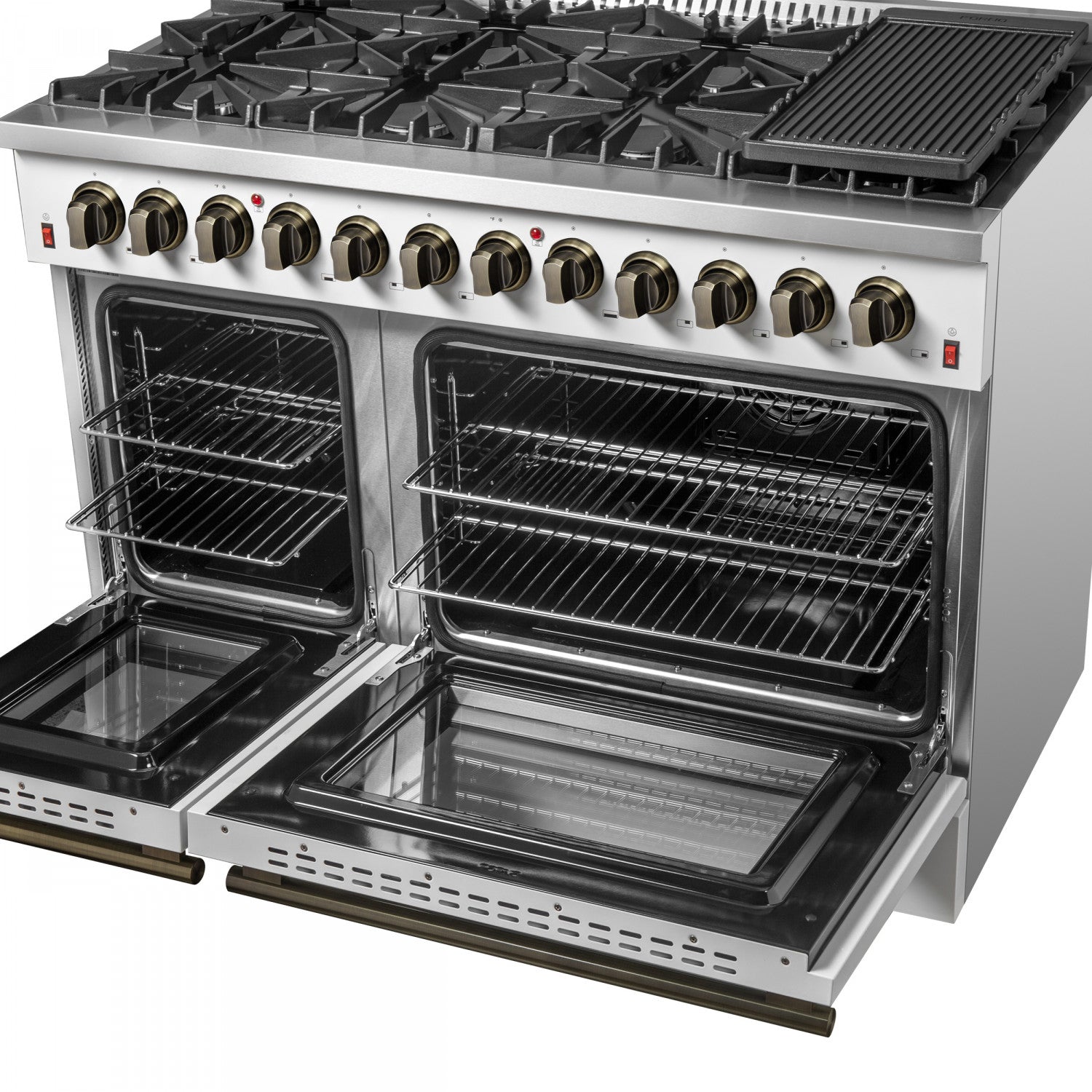 Forno Galiano 48" White Freestanding Dual Fuel Double Oven Range with True Convection (6.58 Cu. Ft.) - FFSGS6156-48WHT