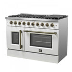 Forno Galiano 48" White Freestanding Double Oven Gas Range (6.58 Cu. Ft.) - FFSGS6444-48WHT