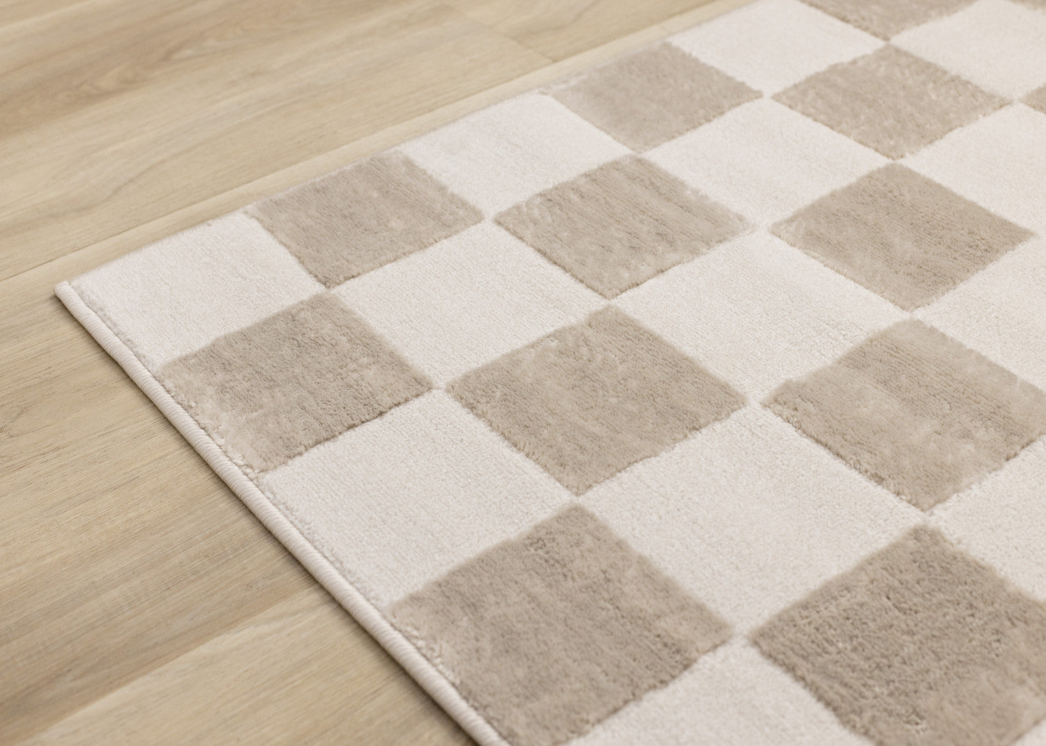 Logan Modern Checkered Area Rug - 8' X 11' - Beige/Cream