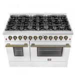 Forno Galiano 48" White Freestanding Dual Fuel Double Oven Range with True Convection (6.58 Cu. Ft.) - FFSGS6156-48WHT