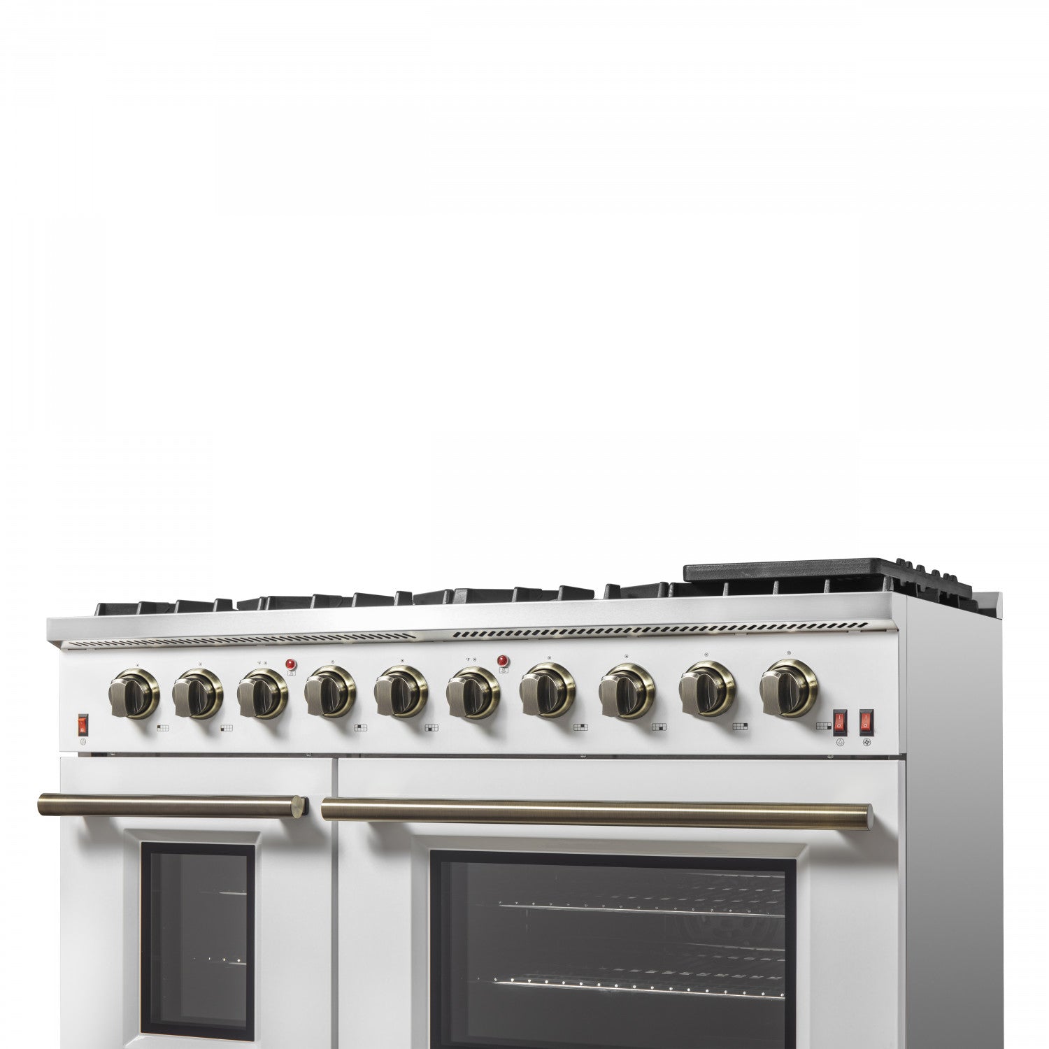 Forno Galiano 48" White Freestanding Double Oven Gas Range (6.58 Cu. Ft.) - FFSGS6244-48WHT
