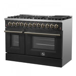 Forno Galiano 48" Black Freestanding Dual Fuel Double Oven Range with True Convection (6.58 Cu. Ft.) - FFSGS6156-48BLK
