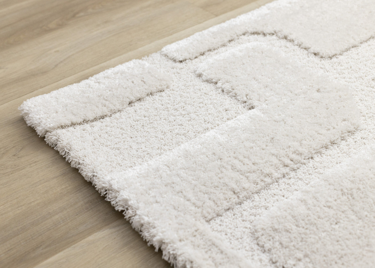 Luxury Plush Textured Shapes Area Rug - 5' X 8' - Cream
