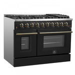 Forno Galiano 48" Black Freestanding Double Oven Gas Range (6.58 Cu. Ft.) - FFSGS6244-48BLK