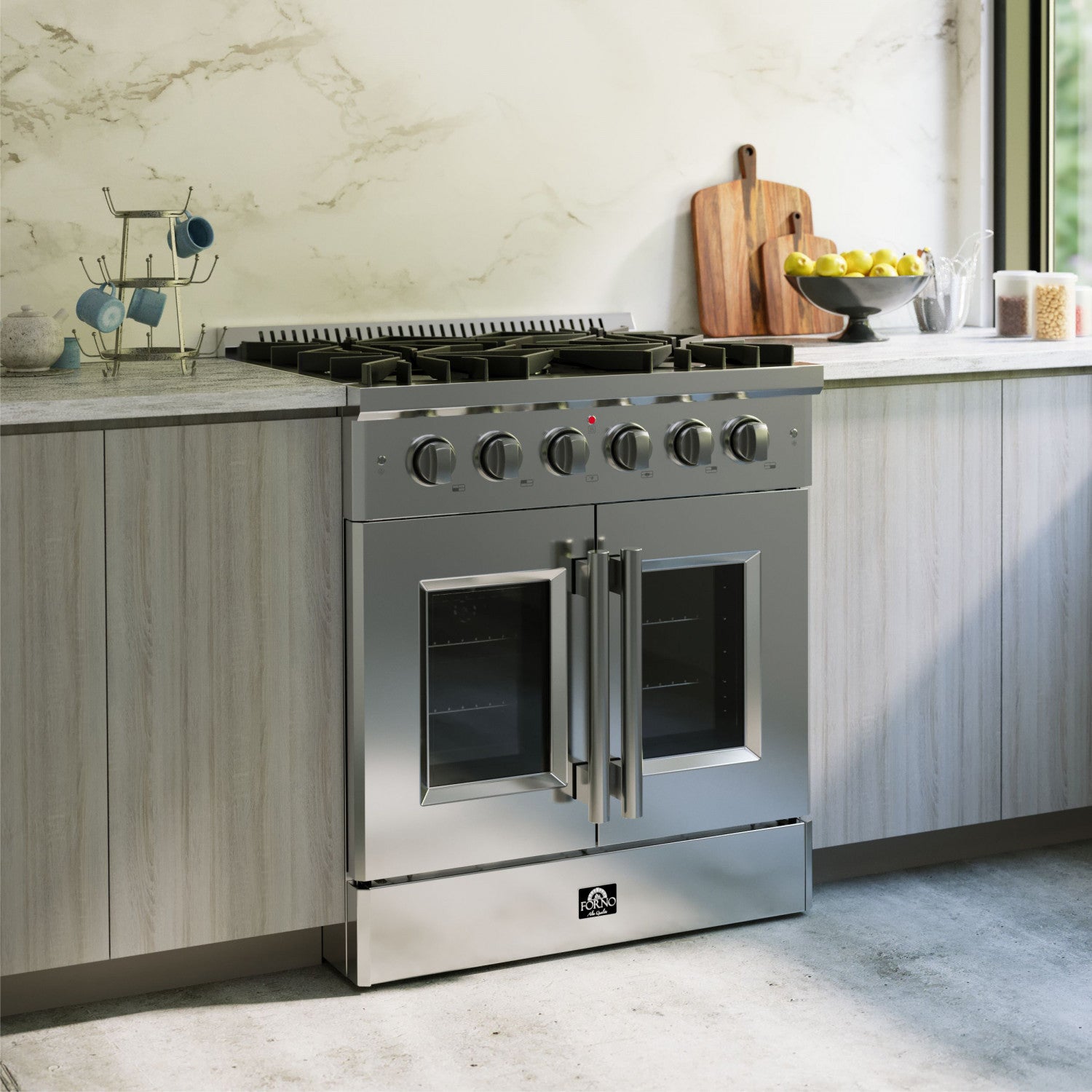 Forno Galiano 30" Stainless Steel French Door Freestanding Gas Range (4.32 Cu. Ft.) - FFSGS6444-30