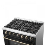 Forno Galiano 36" Black Freestanding Gas Range (5.36 Cu. Ft.) - FFSGS6244-36BLK