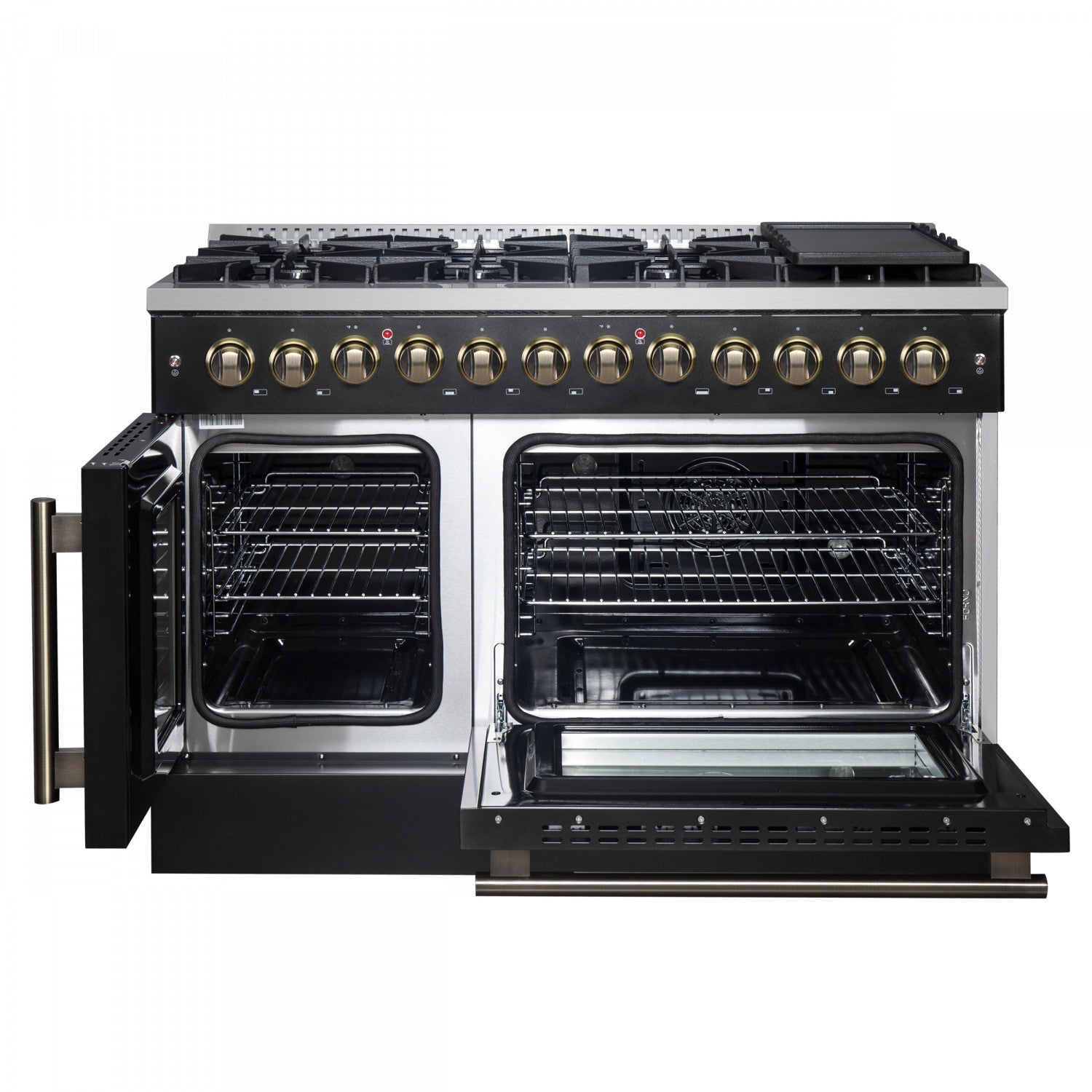 Forno Galiano 48" Black Freestanding Dual Fuel Double Oven Range with True Convection (6.58 Cu. Ft.) - FFSGS6356-48BLK