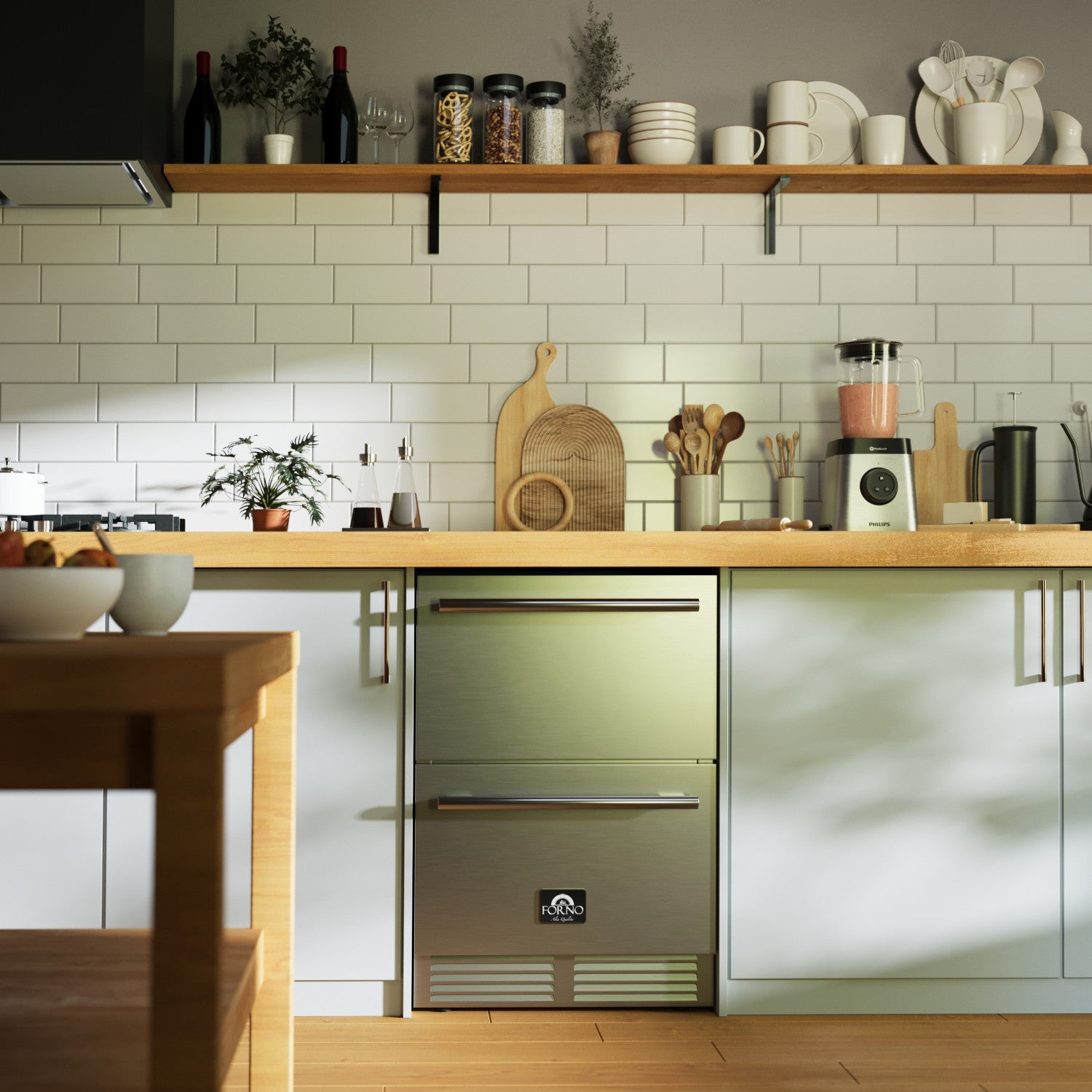 Forno Como 24" 4.87 Cu.Ft. Stainless Steel Undercounter Indoor/Outdoor Drawer Refrigerator - FDROD1611-24S