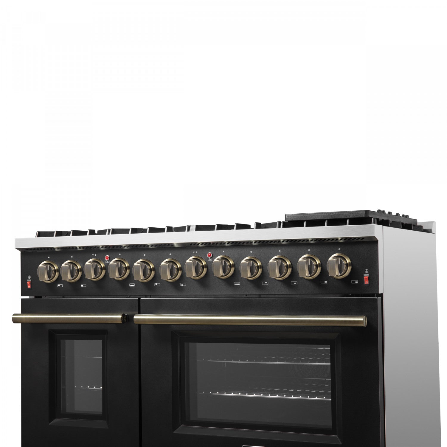 Forno Galiano 48" Black Freestanding Dual Fuel Double Oven Range with True Convection (6.58 Cu. Ft.) - FFSGS6156-48BLK