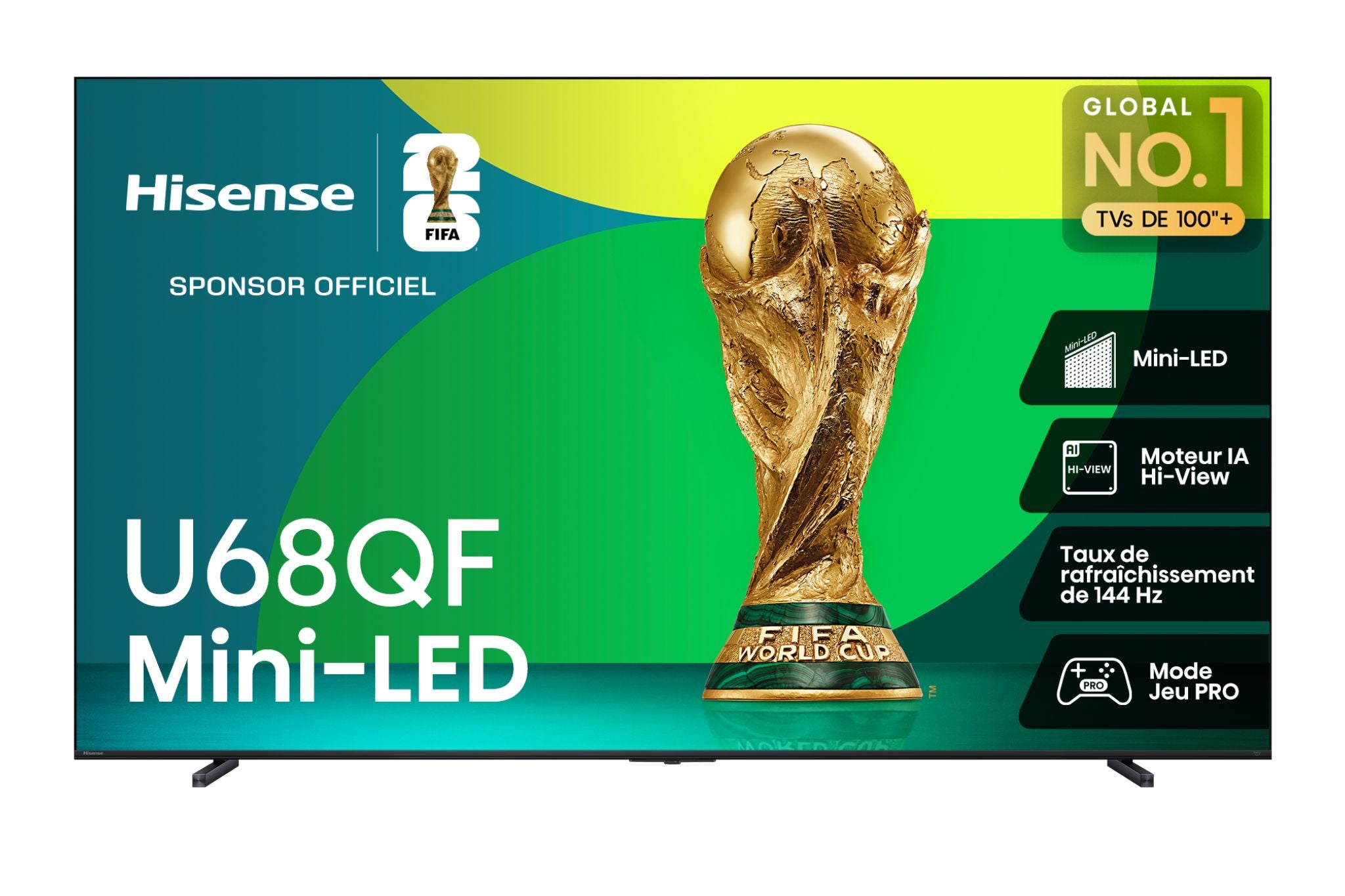 Hisense Téléviseur intelligent 55 po QLED mini DEL 4K 55U68QF--