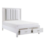 Paris 3-Piece King Storage Bed with LED Lighting - White, Silver
