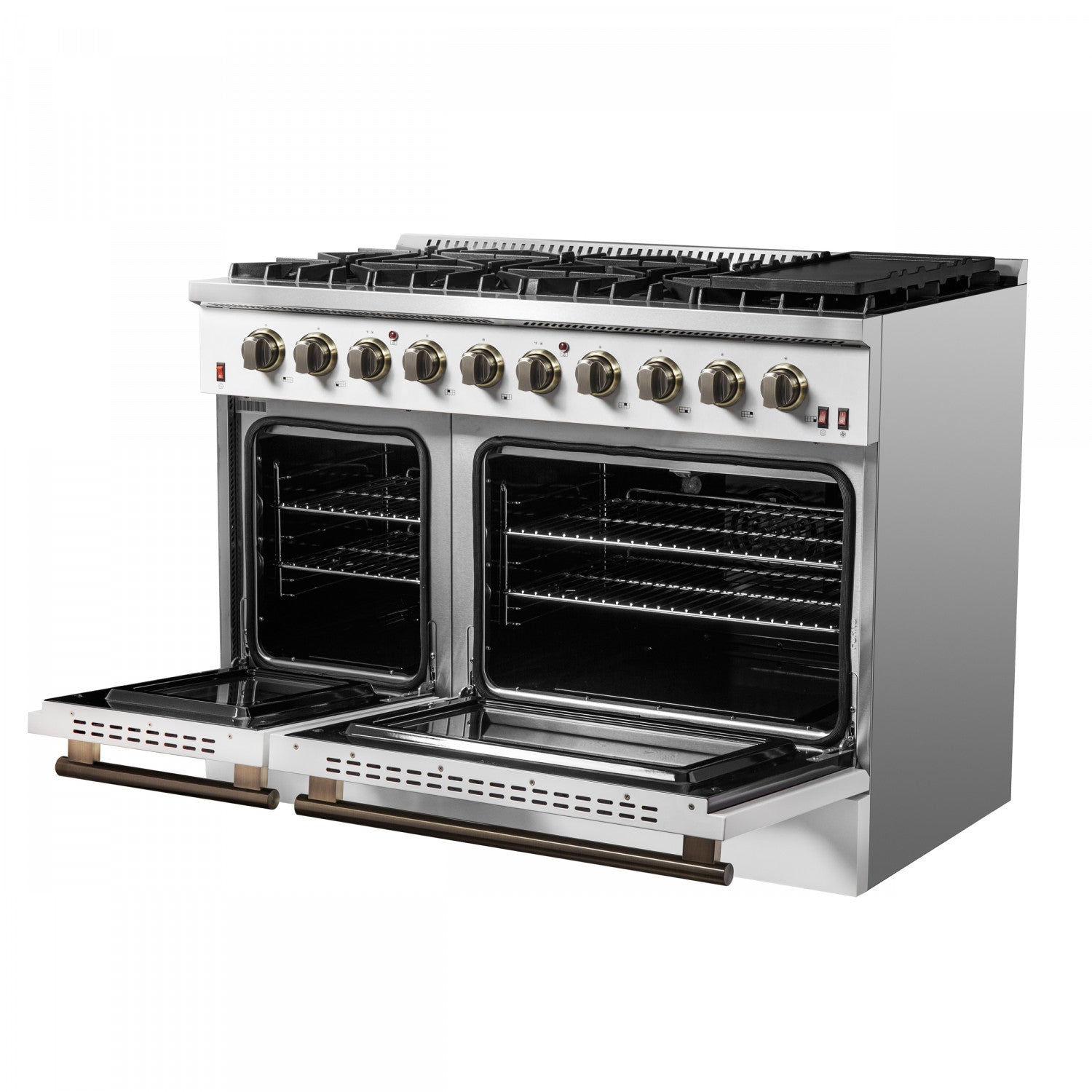 Forno Galiano 48" White Freestanding Double Oven Gas Range (6.58 Cu. Ft.) - FFSGS6244-48WHT