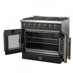 Forno Galiano 36" Black French Door Freestanding Gas Range (5.36 Cu. Ft.) - FFSGS6444-36BLK