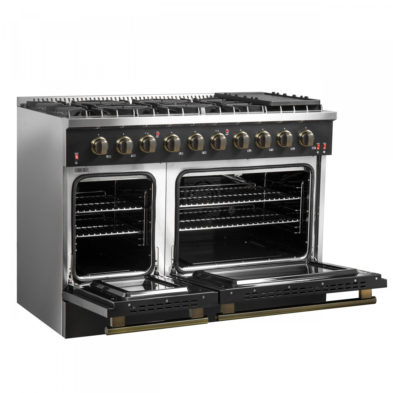 Forno Galiano 48" Black Freestanding Double Oven Gas Range (6.58 Cu. Ft.) - FFSGS6244-48BLK