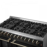 Forno Galiano 48" Black Freestanding Dual Fuel Double Oven Range with True Convection (6.58 Cu. Ft.) - FFSGS6156-48BLK