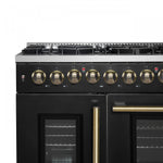 Forno Galiano 48" Black Freestanding Dual Fuel Double Oven Range with True Convection (6.58 Cu. Ft.) - FFSGS6356-48BLK