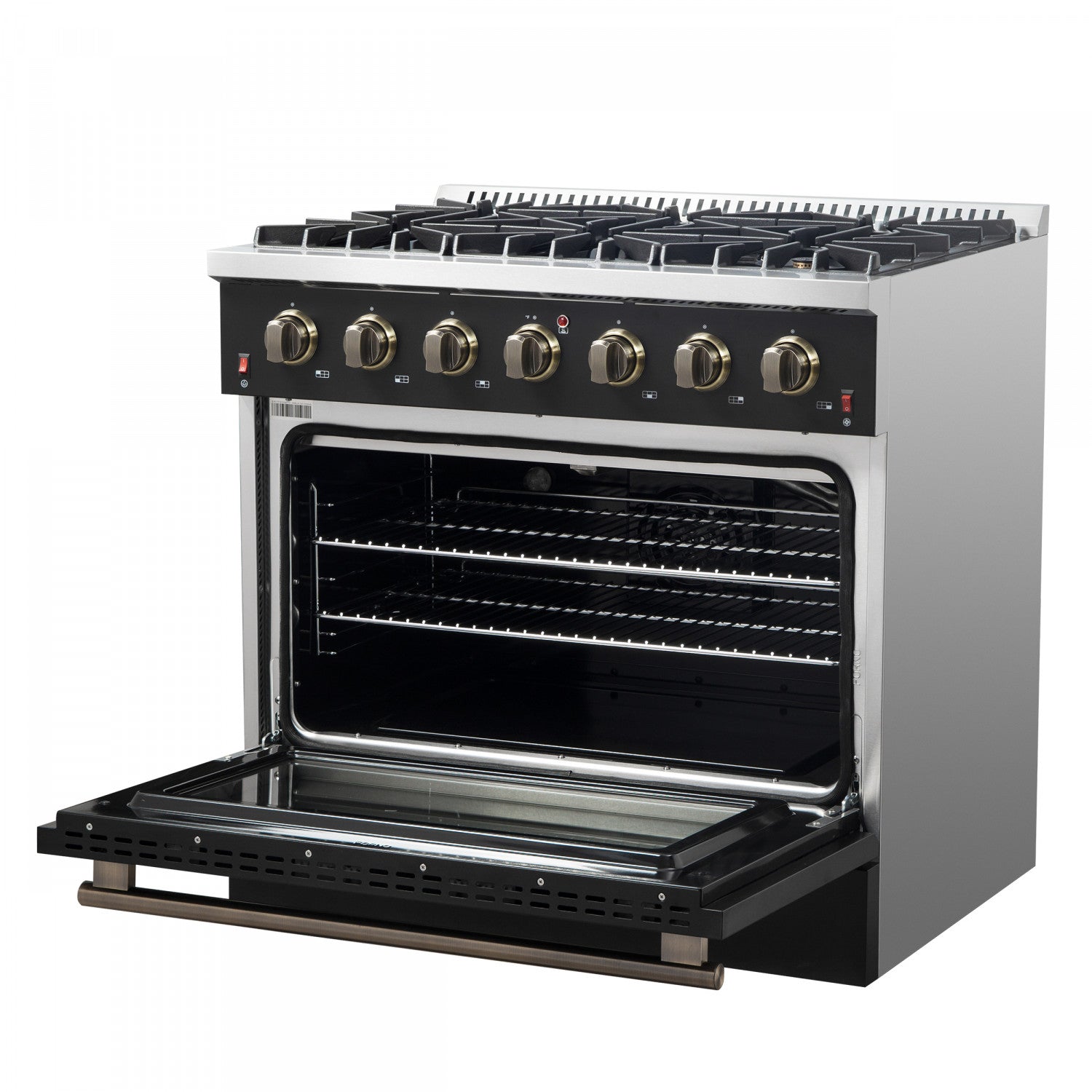 Forno Galiano 36" Black Freestanding Gas Range (5.36 Cu. Ft.) - FFSGS6244-36BLK