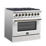 Forno Galiano 36" White Dual Fuel Range with True Convection (5.36 Cu. Ft.) - FFSGS6156-36WHT