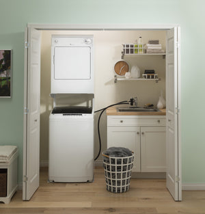 GE Laveuse portative 3,3 pi³ CEI et sécheuse électrique 3,6 pi³ blanc GNW128PSMWW/ PSKP333EBWW