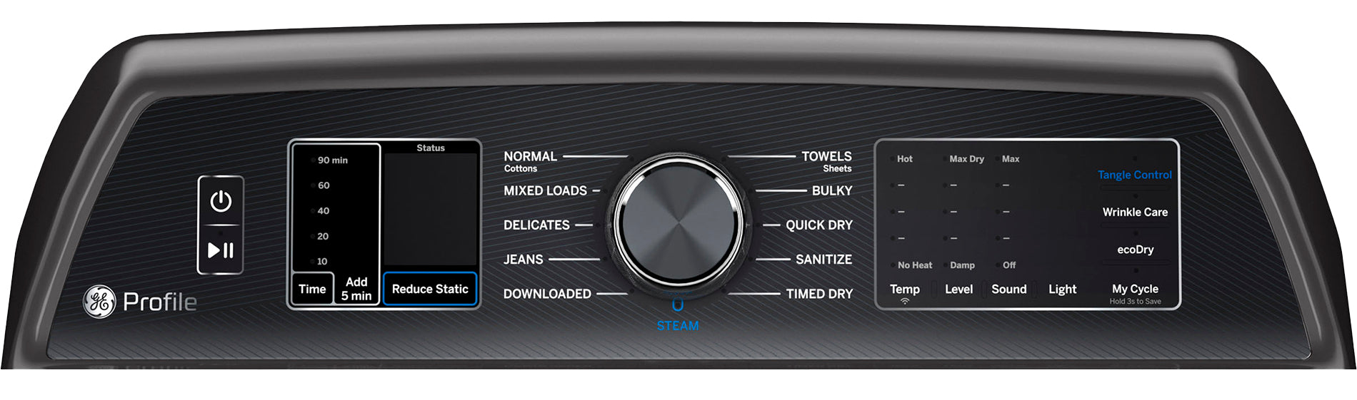 GE Profile Diamond Grey Top Load Washer (6.2 Cu. Ft) & Smart Electric Dryer (7.4 Cu. Ft) - PTW700BPTDG/PTD70EBMTDG