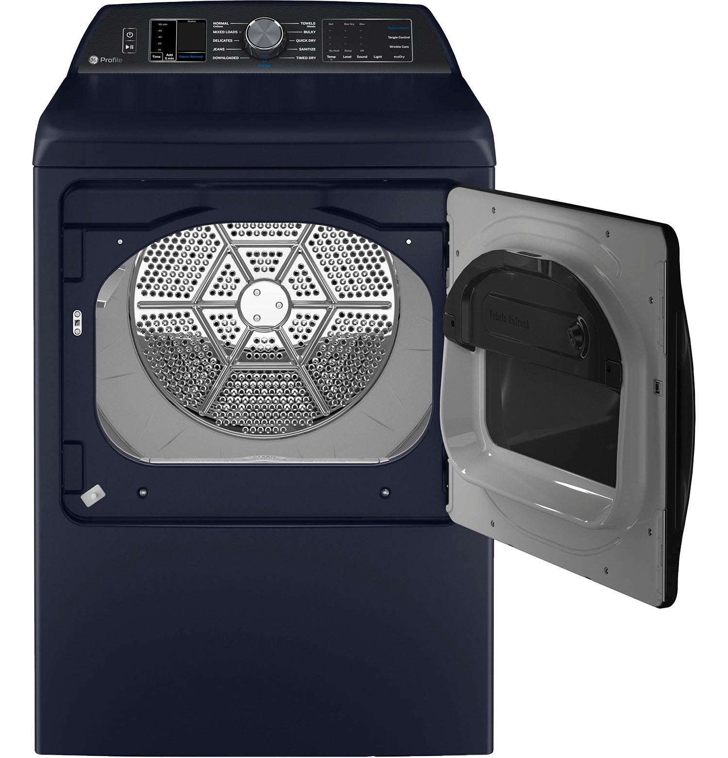 GE Profile Sapphire Blue Top Load IEC Washer (6.2 cu.ft.) & Smart Electric Dryer with Fabric Refresh (7.3 Cu. Ft) - PTW800BPWRS/PTD90EBMTRS
