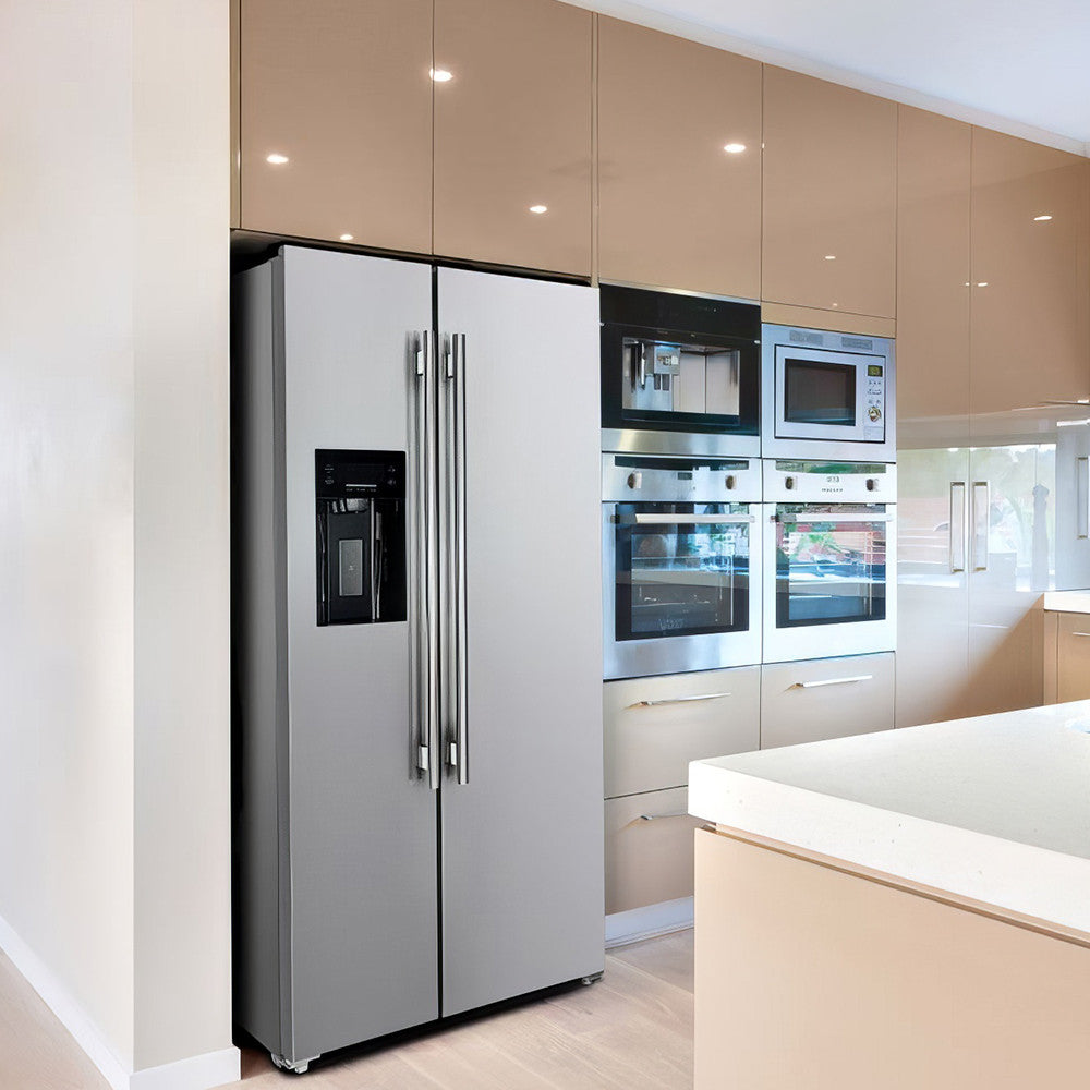 Forno Salerno 36" 20 Cu.Ft. Stainless Steel Freestanding Side-by-Side Refrigerator with Ice & Water Dispenser - FFRBI1844-36SB