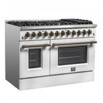 Forno Galiano 48" White Freestanding Dual Fuel Double Oven Range with True Convection (6.58 Cu. Ft.) - FFSGS6156-48WHT