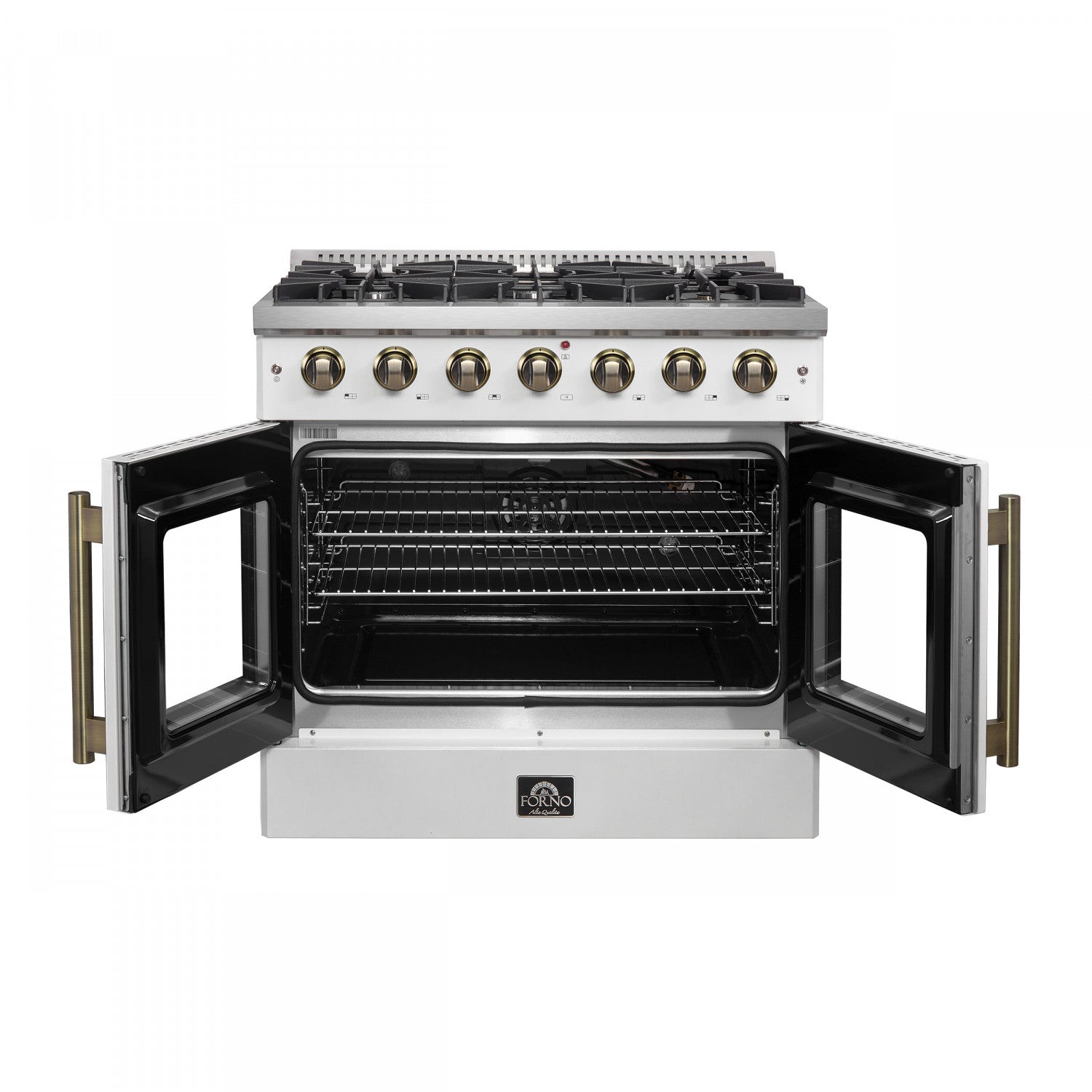 Forno Galiano 36" White French Door Freestanding Gas Range (5.36 Cu. Ft.) - FFSGS6444-36WHT