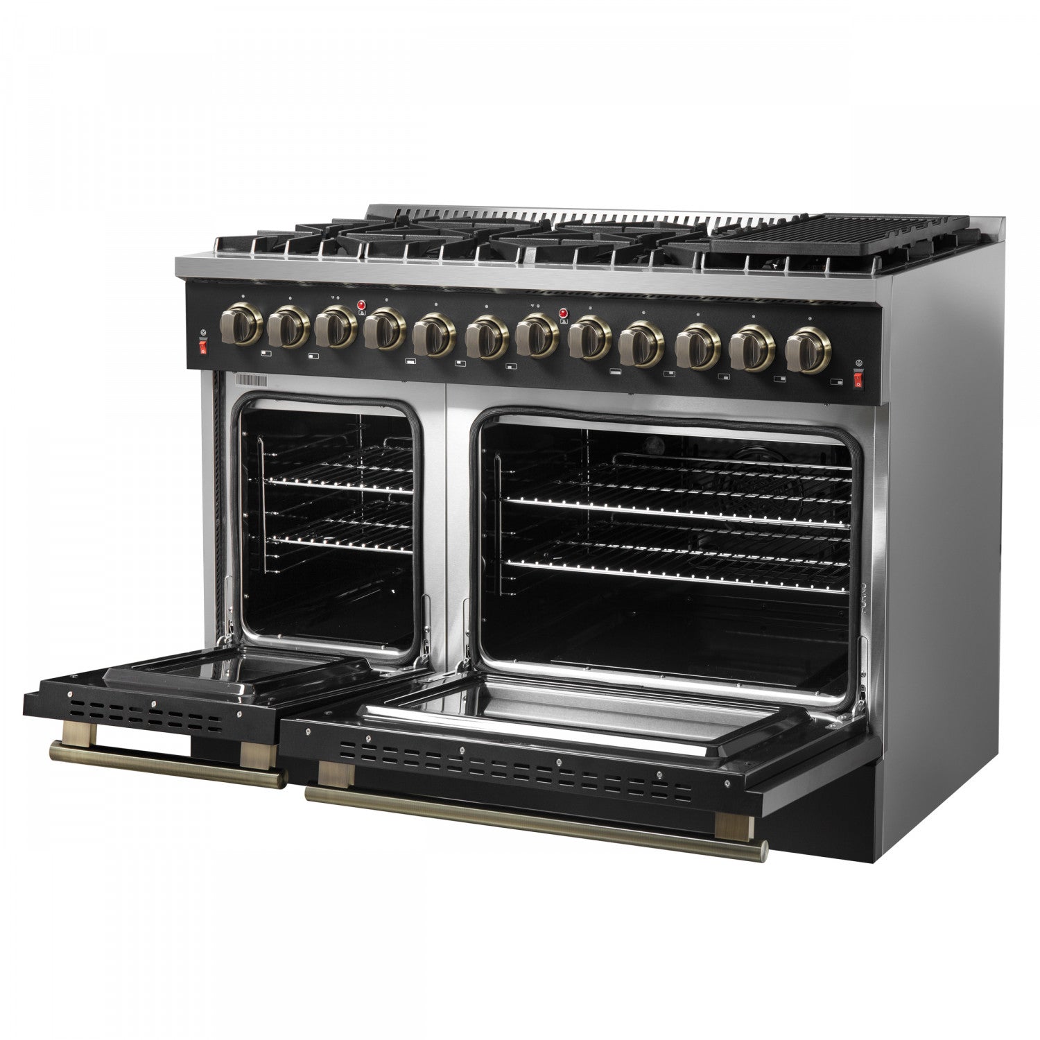 Forno Galiano 48" Black Freestanding Dual Fuel Double Oven Range with True Convection (6.58 Cu. Ft.) - FFSGS6156-48BLK