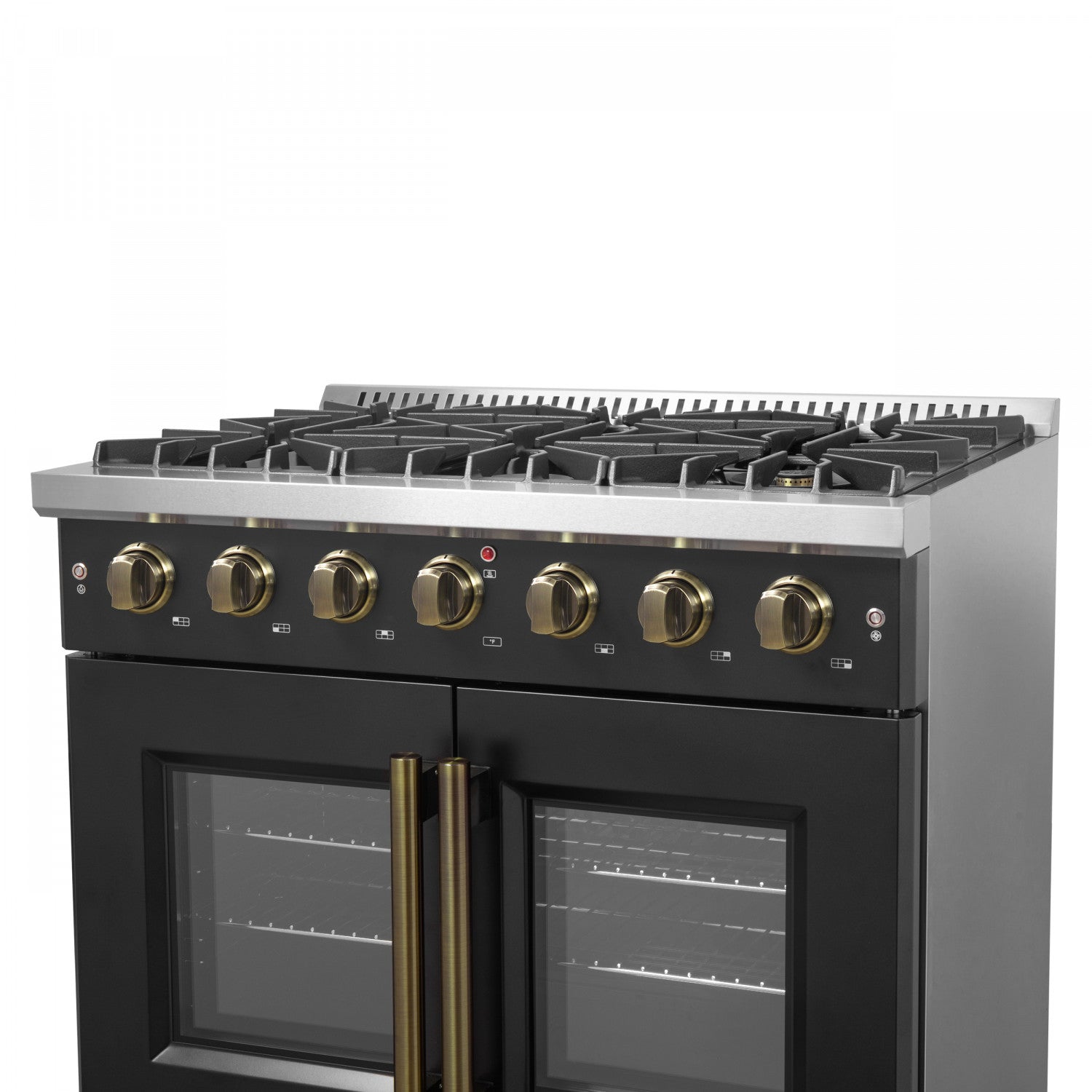 Forno Galiano 36" Black French Door Freestanding Gas Range (5.36 Cu. Ft.) - FFSGS6444-36BLK