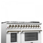 Forno Galiano 48" White Freestanding Dual Fuel Double Oven Range with True Convection (6.58 Cu. Ft.) - FFSGS6156-48WHT
