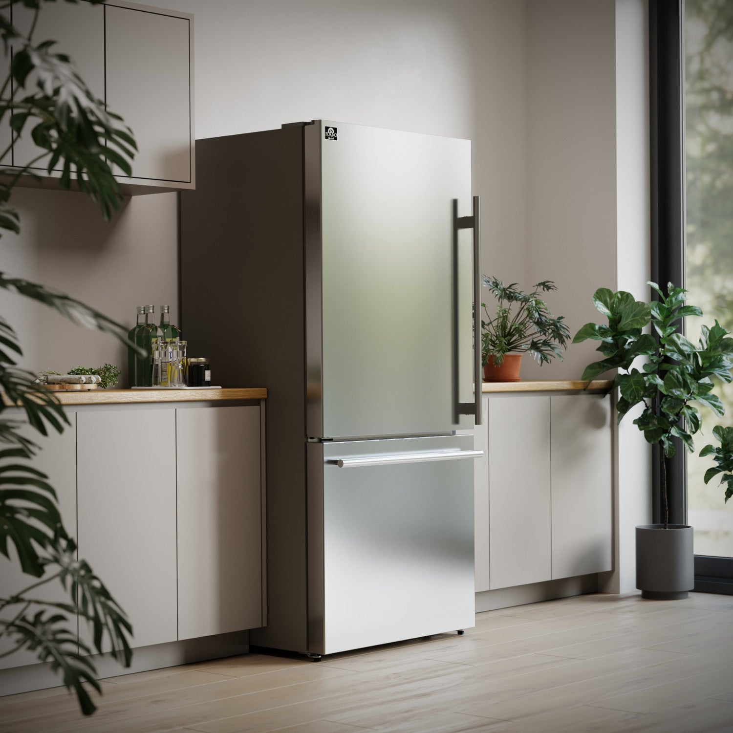 Forno Milano 31" 17.2 Cu.Ft. Stainless Steel Bottom Freezer Refrigerator with Left Swing Door - FFFFD1786-31S