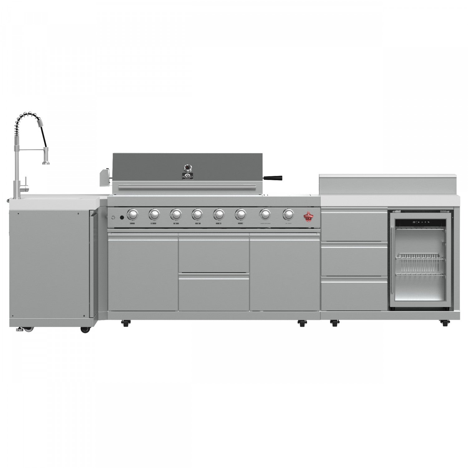 Forno Bulnes White Countertop Outdoor Kitchen with 40" 84,000 BTU BBQ and Beverage Centre - FODKT2520WHT