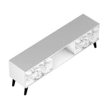 Derbent 62.5" TV Stand - White/Marble Stamp