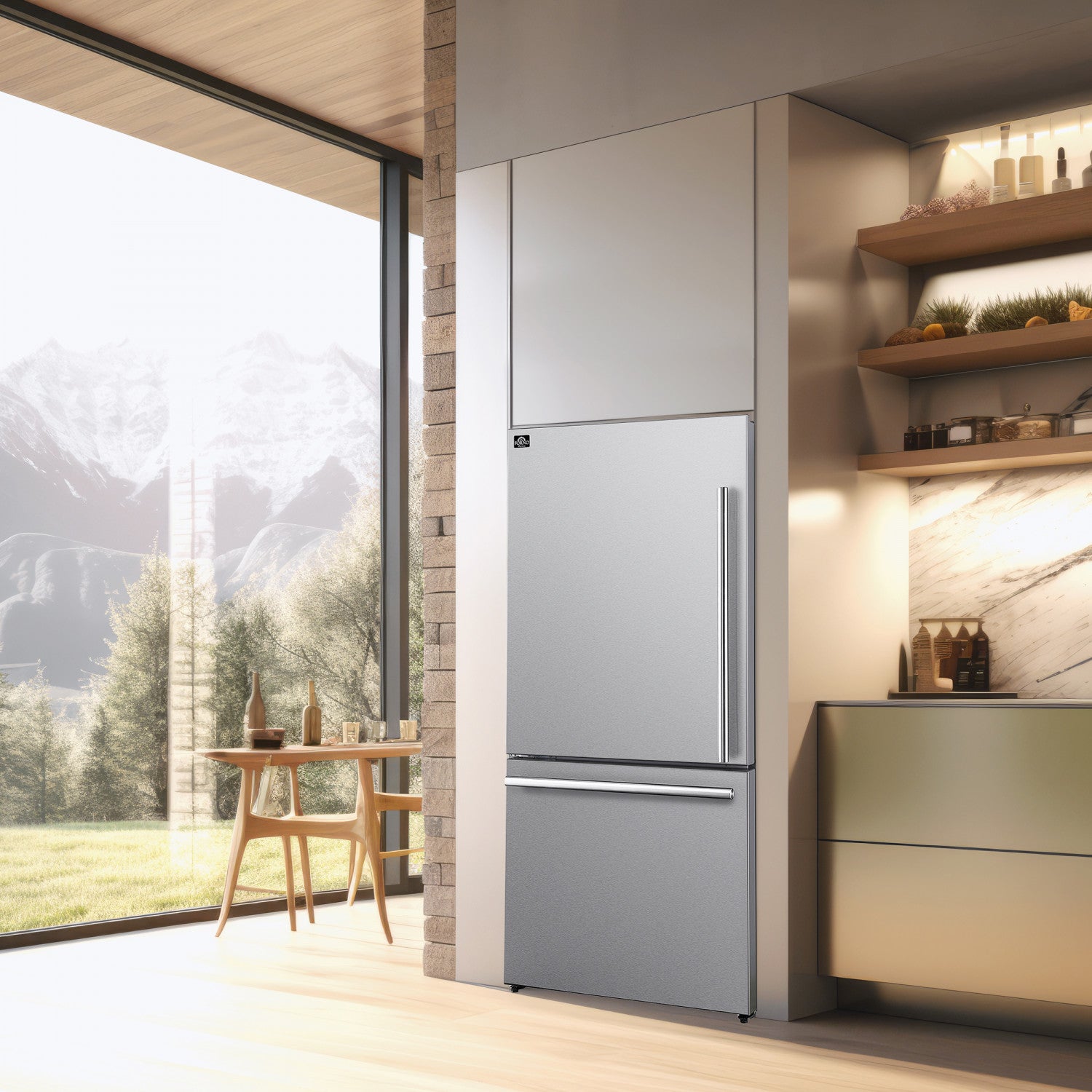 Forno Milano 31" 17.2 Cu.Ft. Stainless Steel Bottom Freezer Refrigerator with Left Swing Door - FFFFD1786-31S