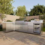 Forno Bulnes White Countertop Outdoor Kitchen with 40" 84,000 BTU BBQ and Beverage Centre - FODKT2520WHT