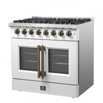 Forno Galiano 36" White French Door Dual Fuel Range with True Convection (5.36 Cu. Ft.) - FFSGS6356-36WHT