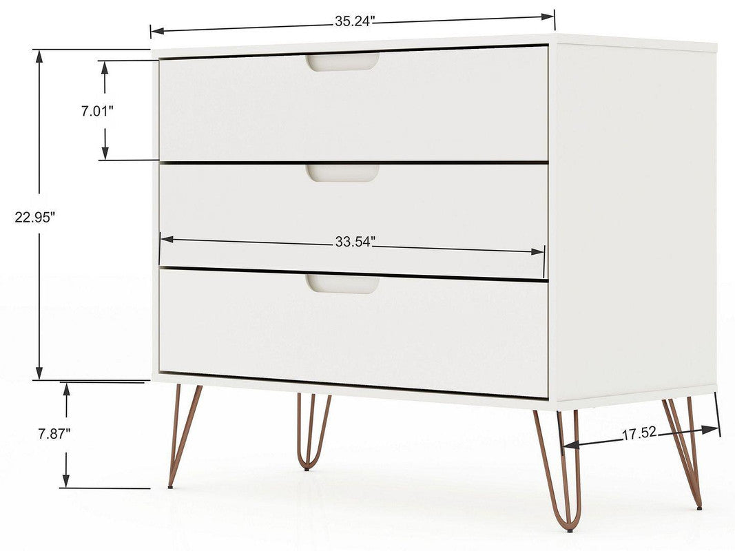 Nuuk 5-Drawer Dresser and 3-Drawer Dresser Set - White